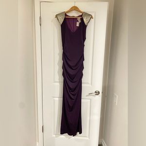 Boutique Satin Gown with Sequin Shoulders - NWT - Never Worn